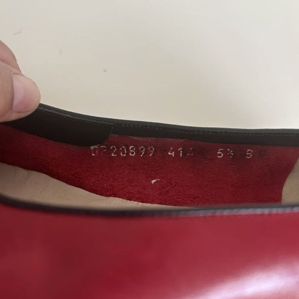 Salvatore Ferragamo Boutique Red Leather Bow Flats Shoes Womens Size 5.5 B Italy - Picture 9 of 13